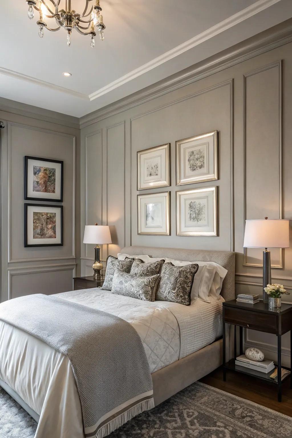 Framed artwork adds a refined touch to a