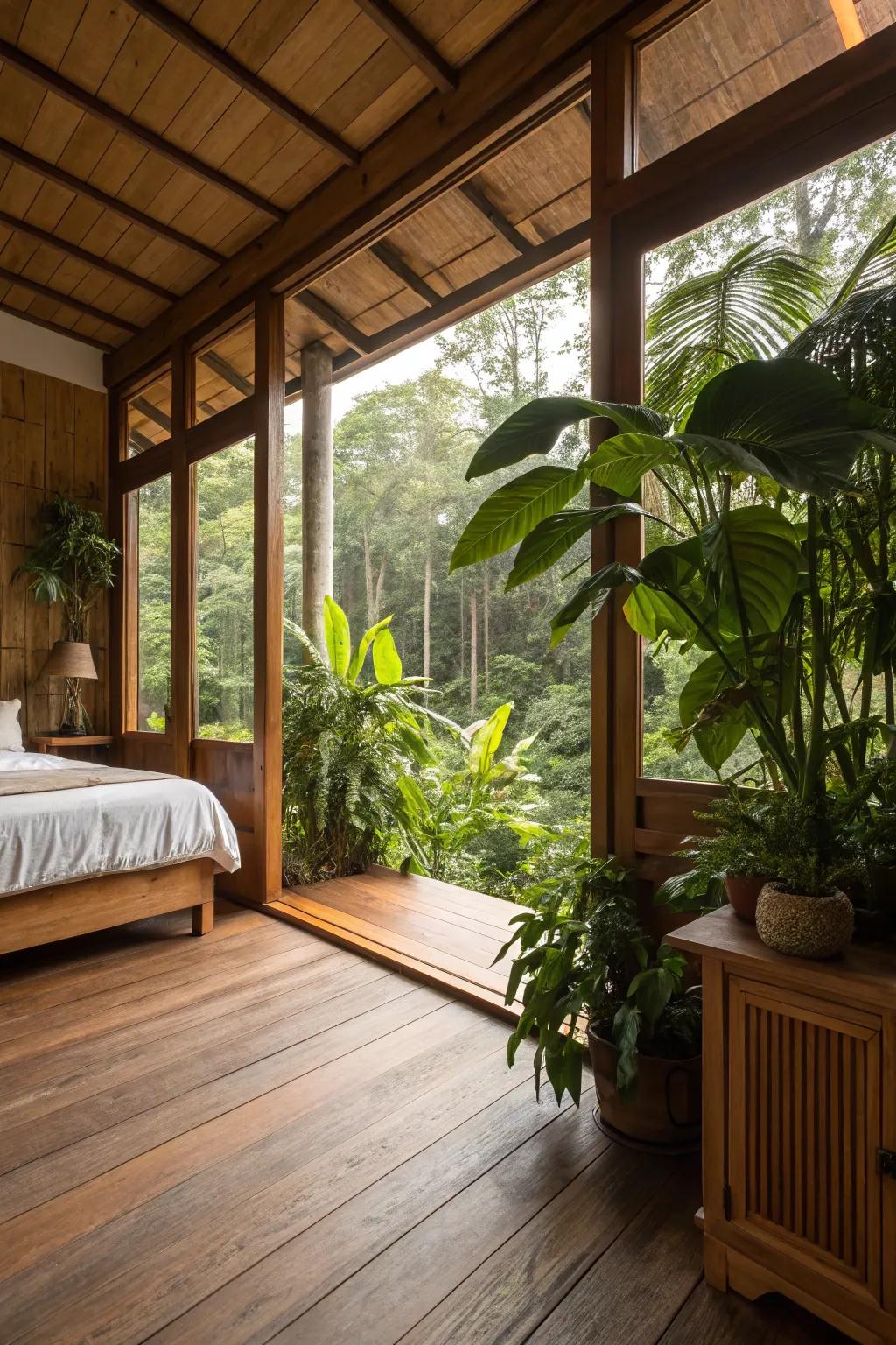 Organic accents imbue the area with tranquility.