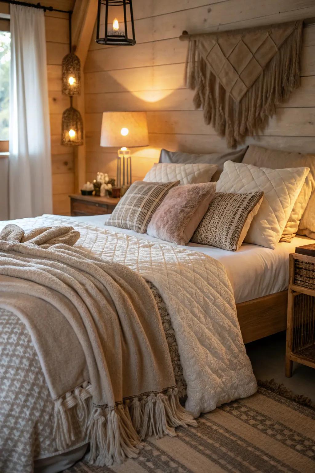 Luxurious textures include layers of coziness and warmth.