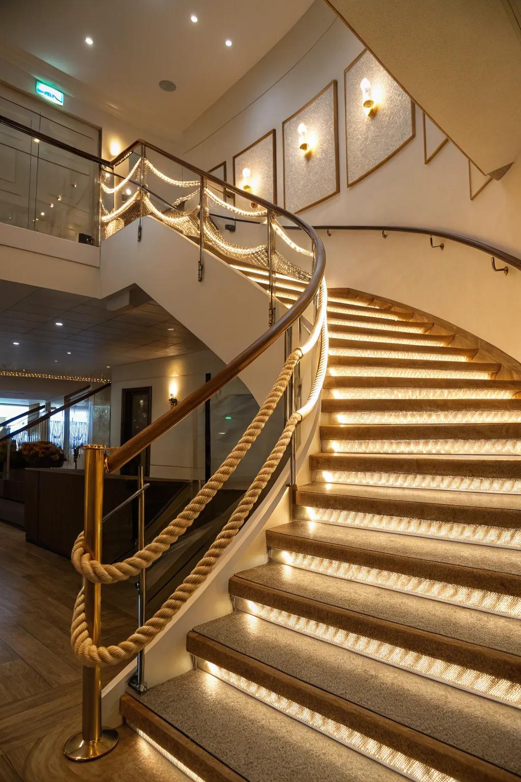 Illuminate your staircase with elegant optical strands.