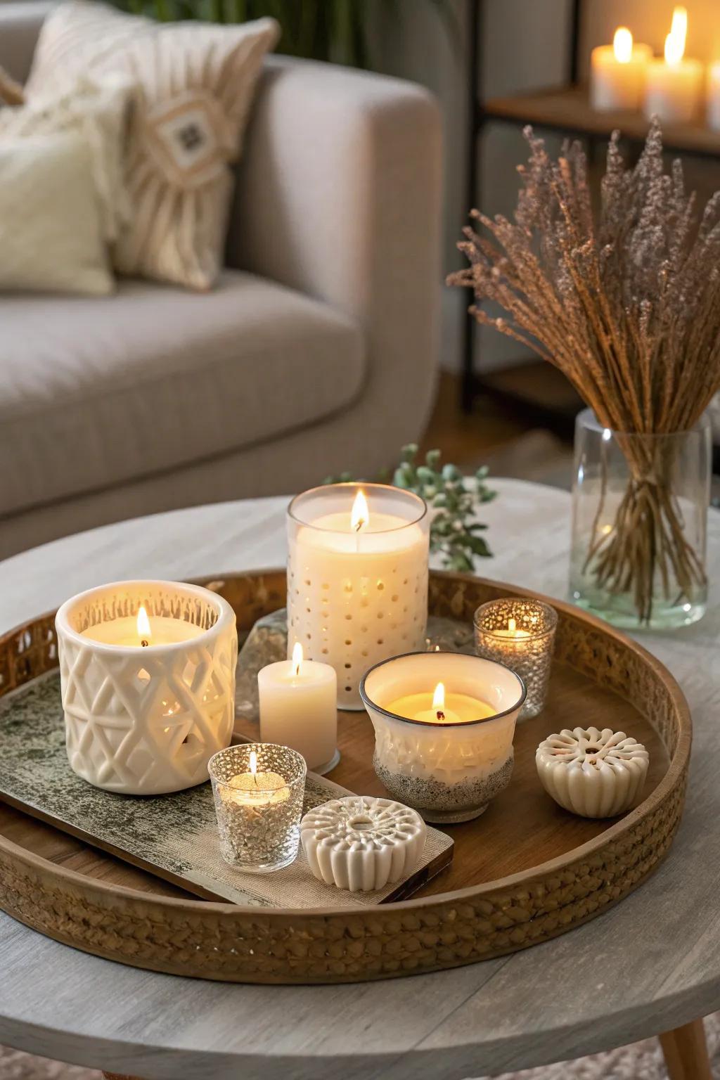 Candles add comfort and elegance to your aesthetic.