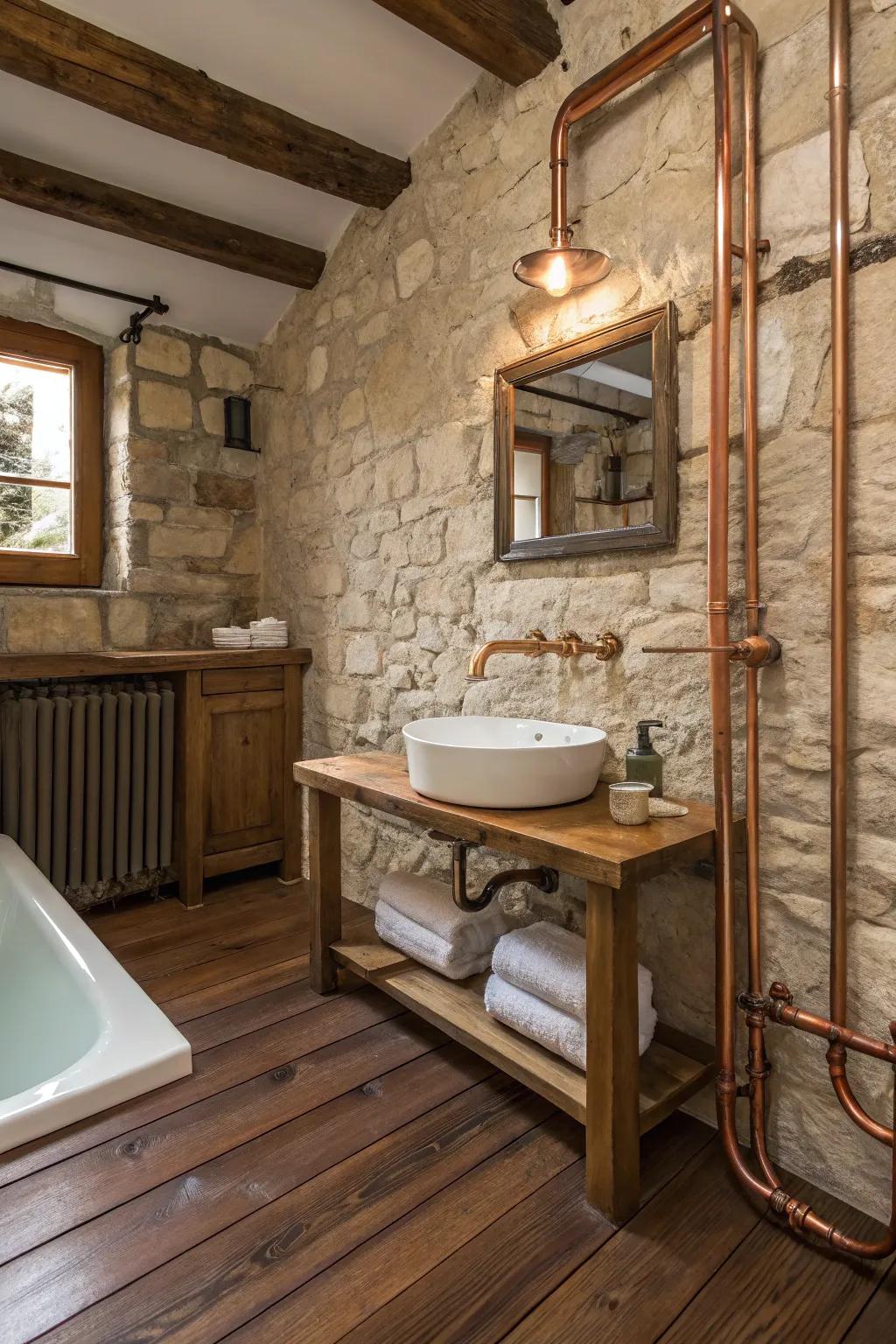 Accept the beauty of industrial design by leaving your copper pipes exposed.