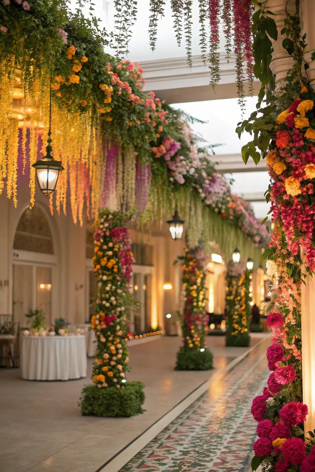 Impressive floral decorations enhance sophistication.
