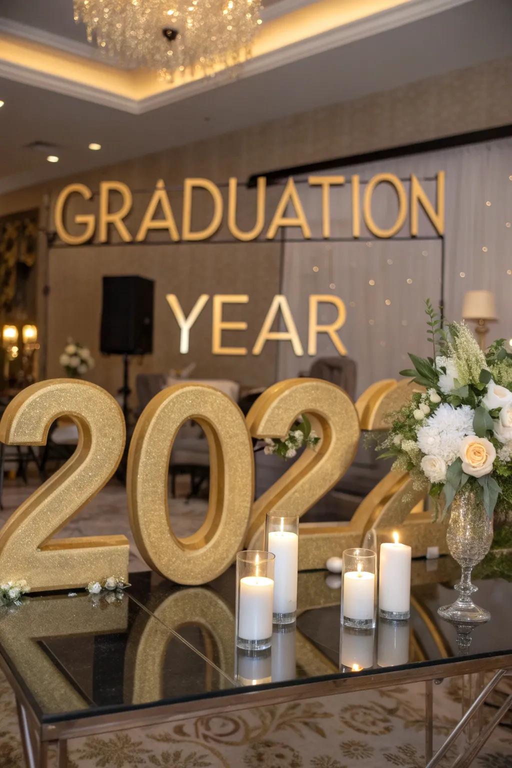 Emphasize your graduation year with glamorous gold numbers.
