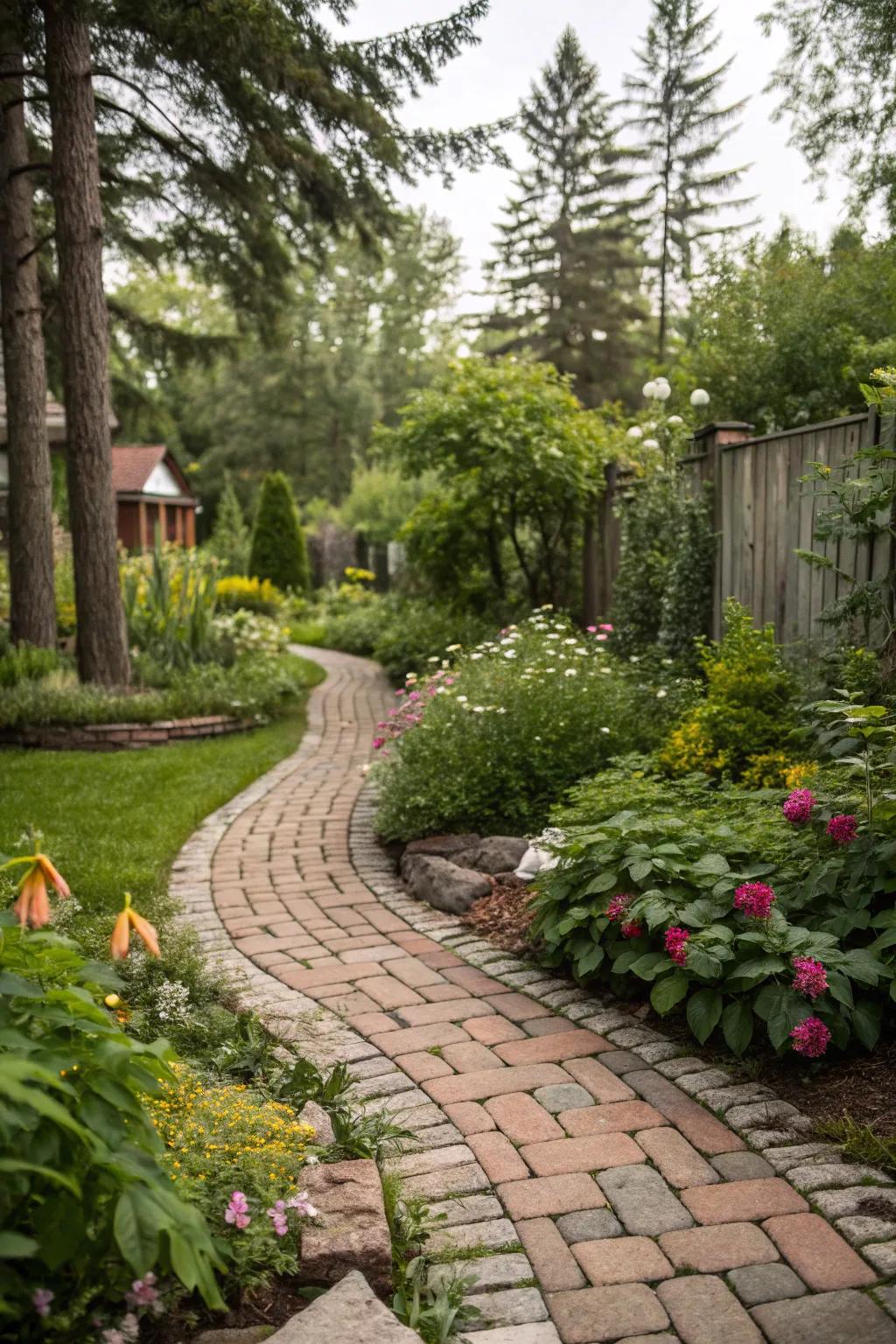 Mixing materials adds texture and personality to your side yard.