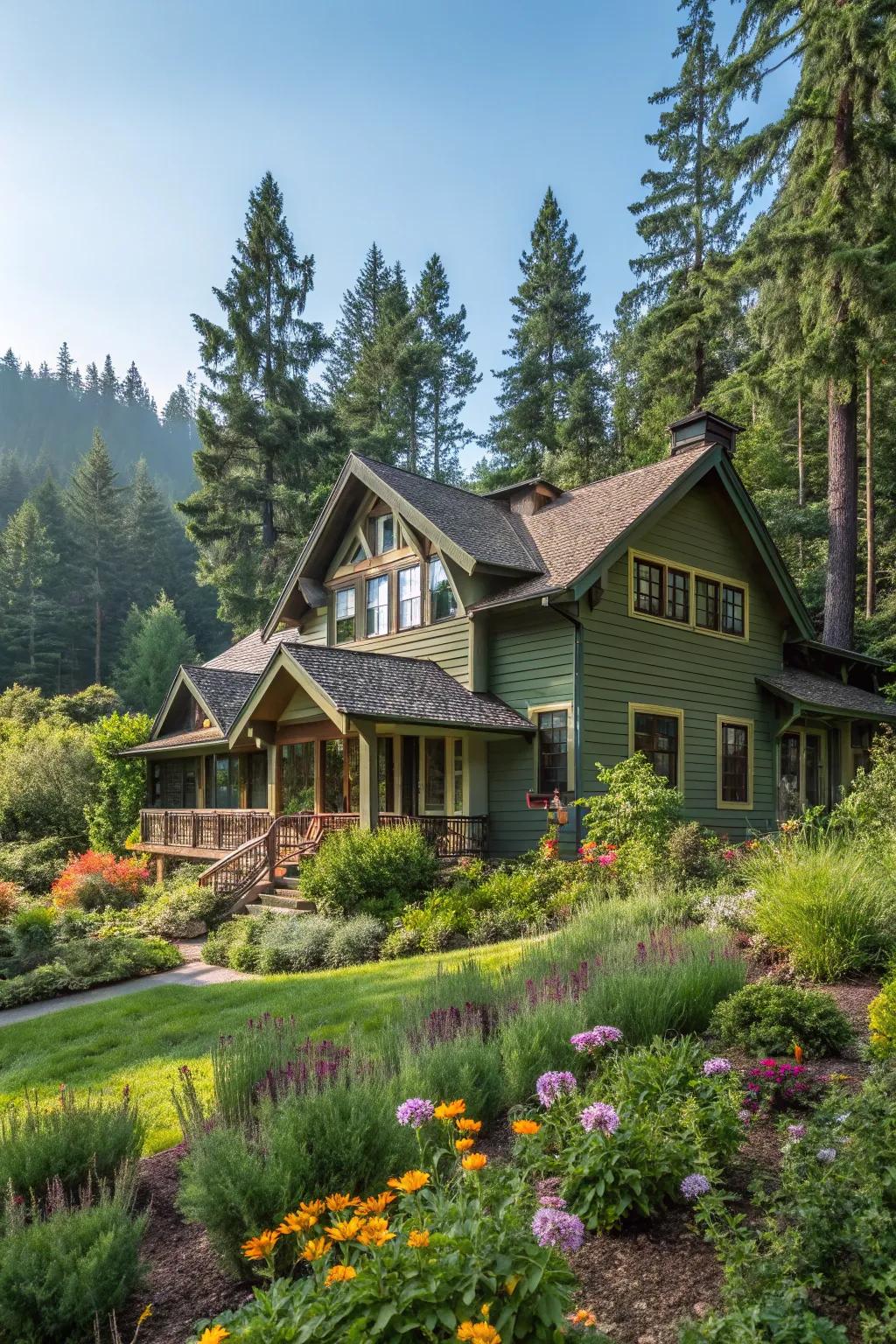 Harmonize your dwelling with nature employing organic viridescence cladding.