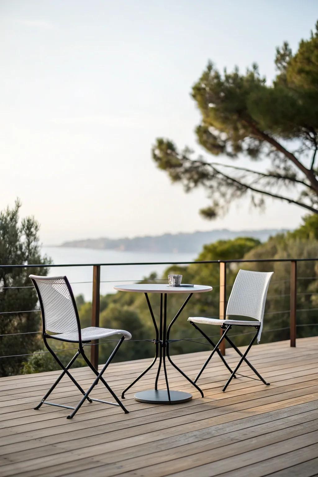Simple pieces maintain an open and welcoming vibe on your deck.