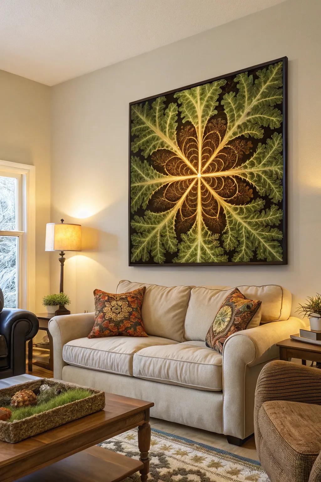 Nature-inspired fractal art infuses the peacefulness of the outdoors within.