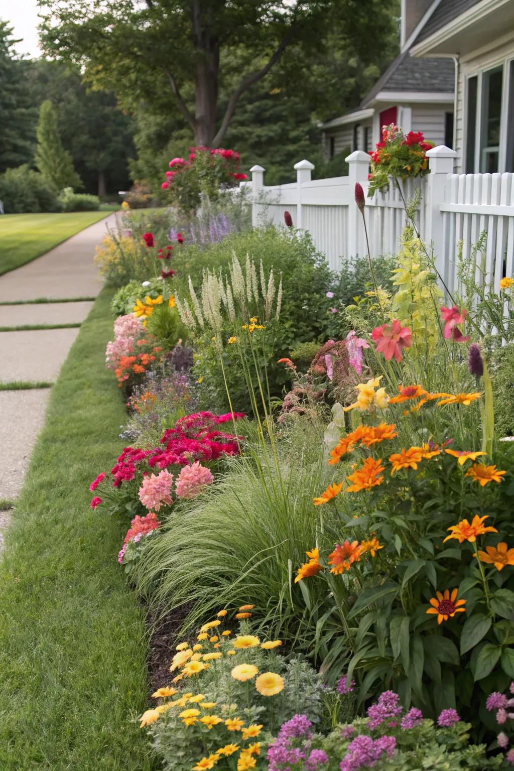 Layered planting introduces depth and visual interest.