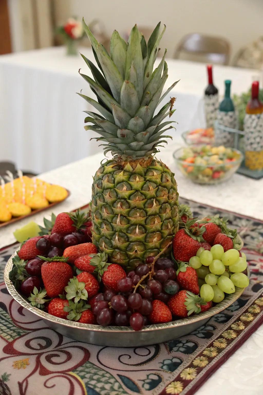 A pineapple centerpiece that steals the show.