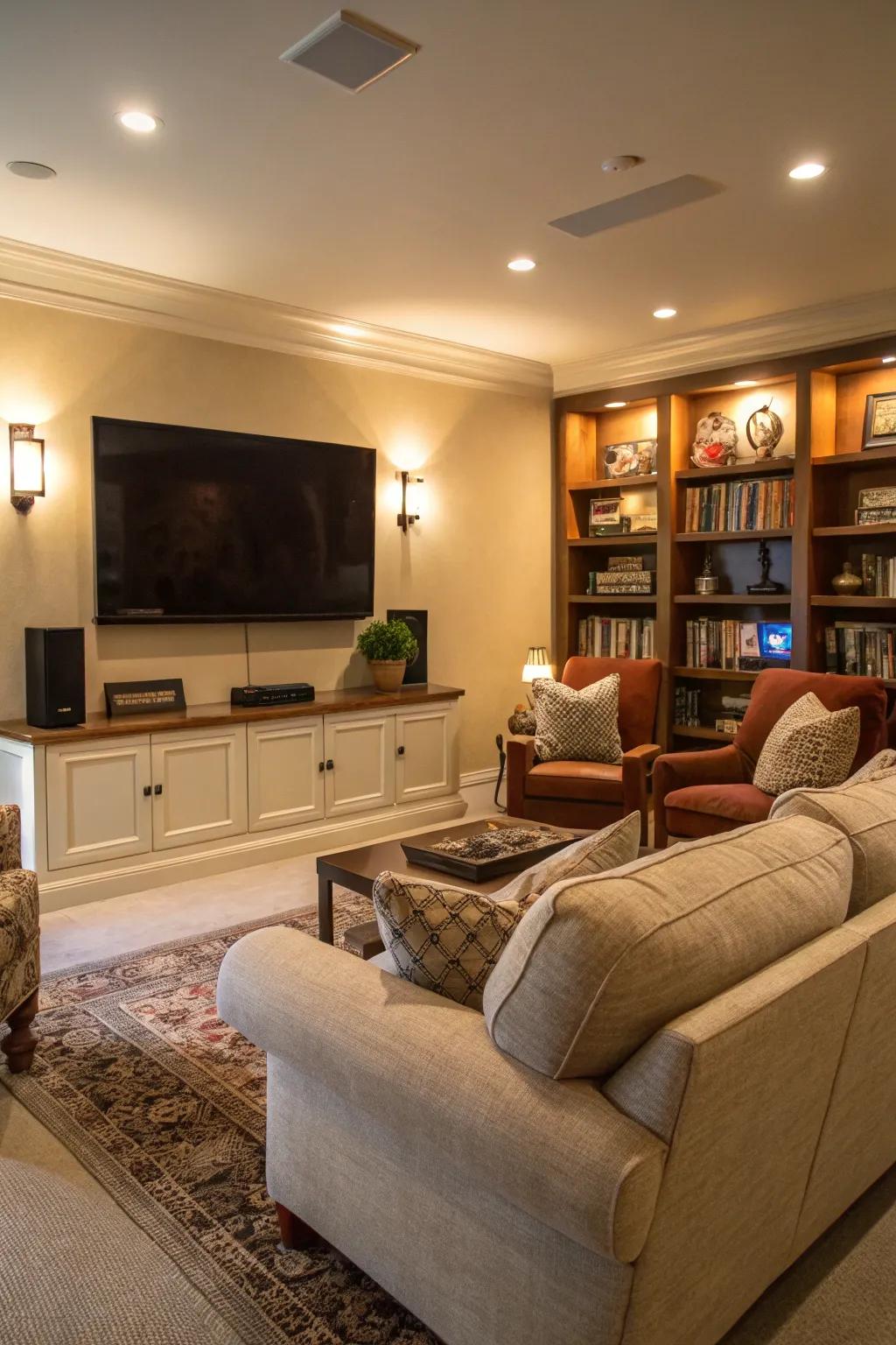 A expansive flat-screen display delivering a true cinematic experience.