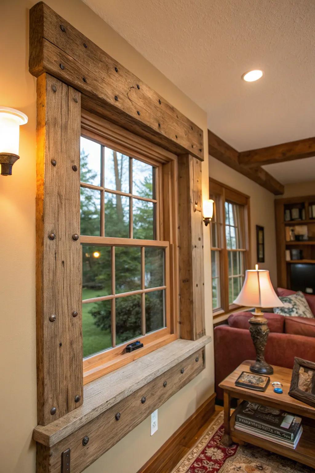 Farmhouse trims contribute coziness and rustic beauty.