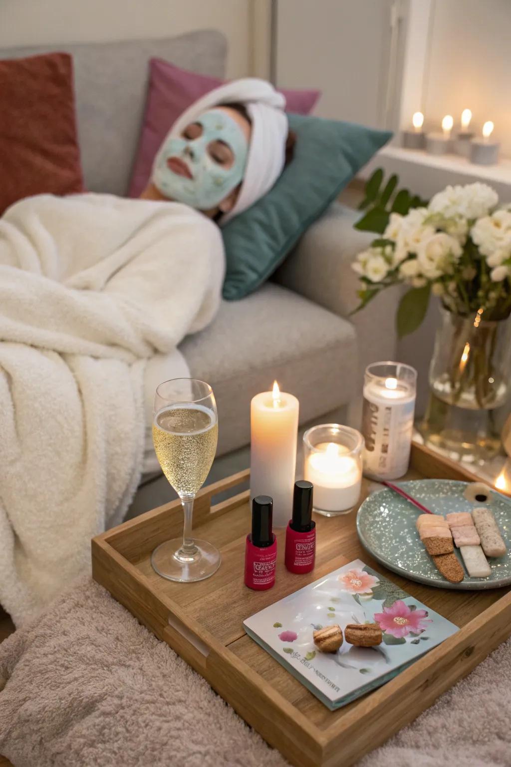 Enjoy a soothing spa night with self-made beauty treatments.