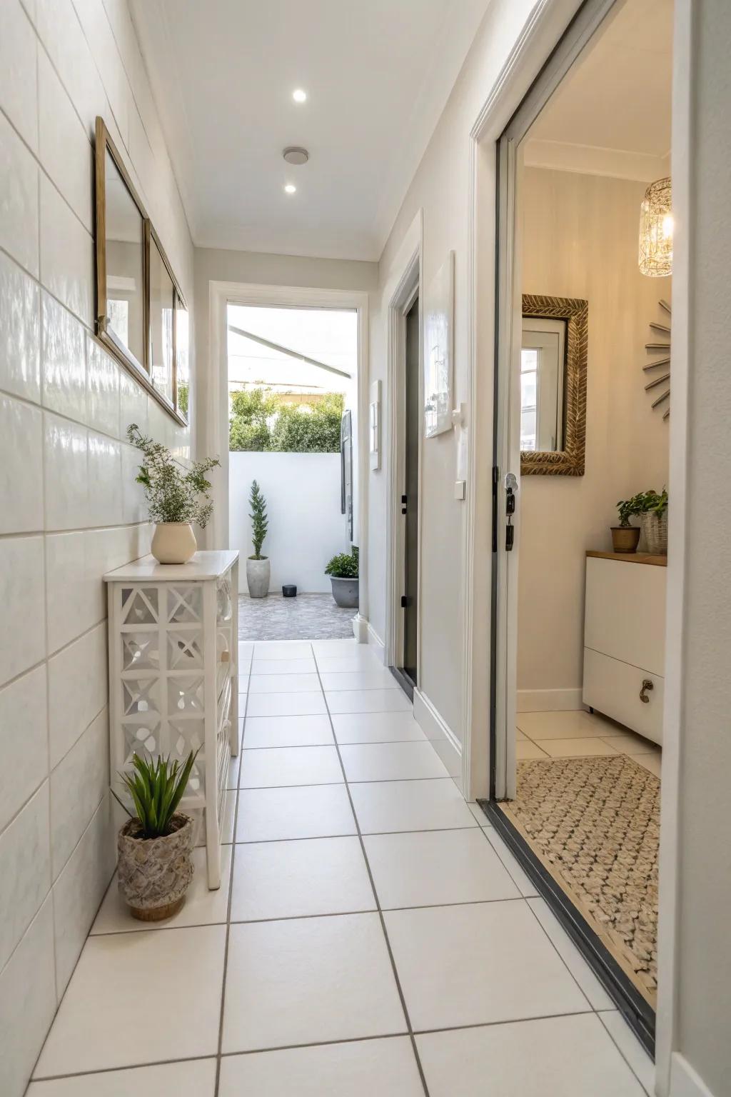 Airy White Porcelain Coverings for a Bright Entry