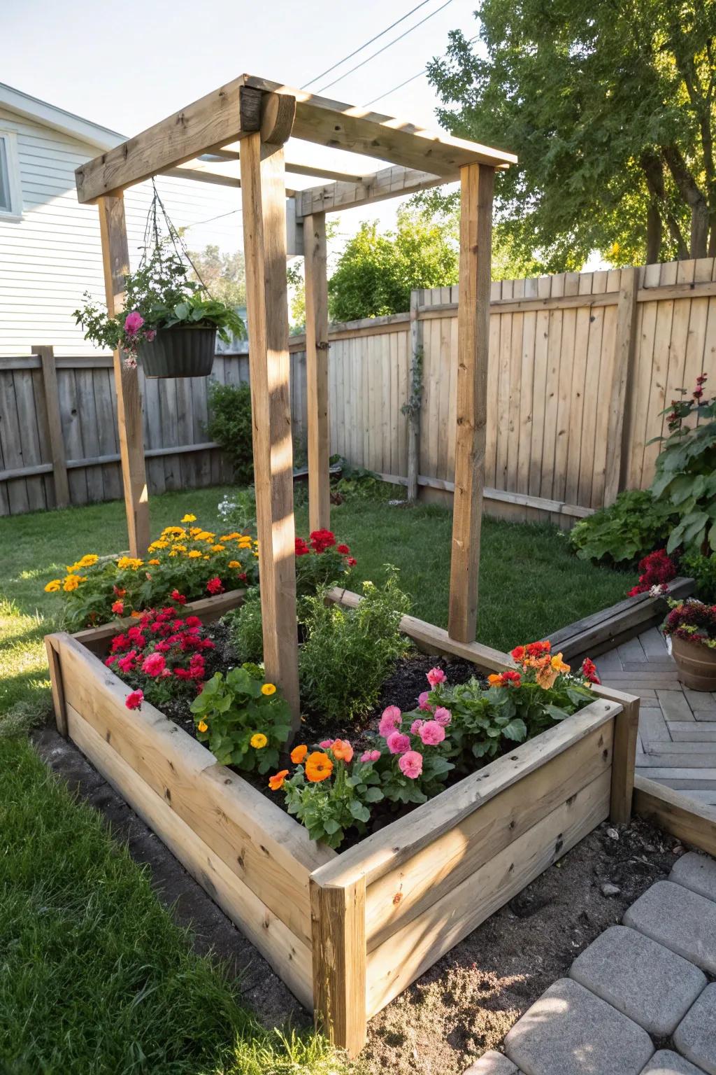 Elevate your blossoms with raised flower plots.
