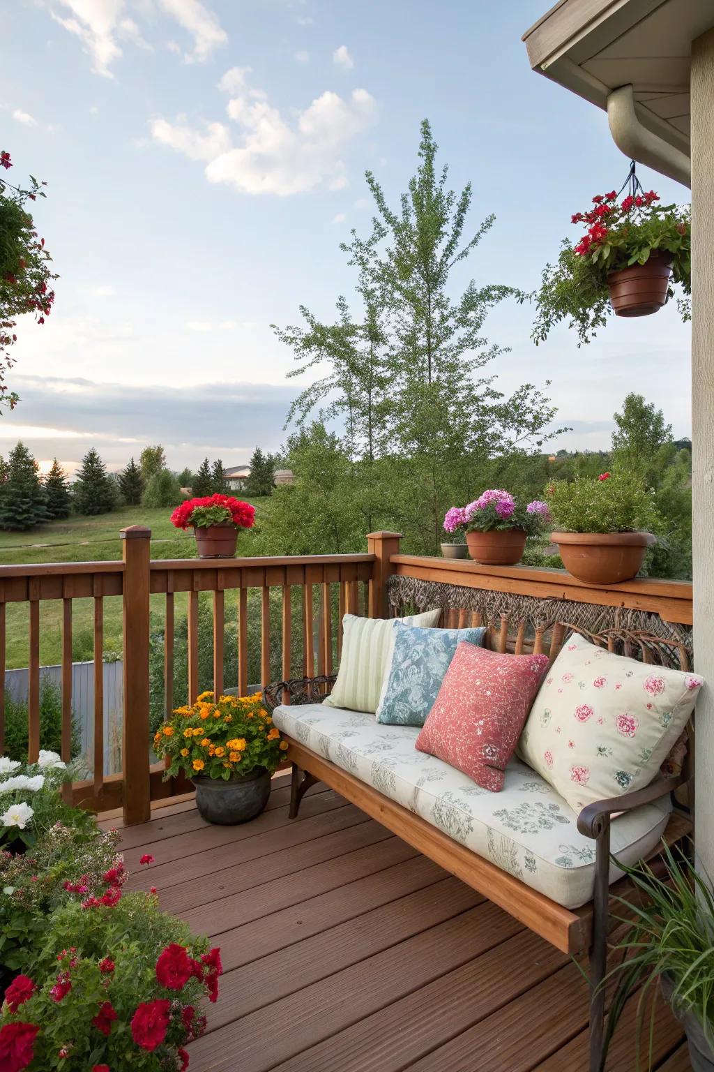 An inviting bench creates the perfect reading nook.