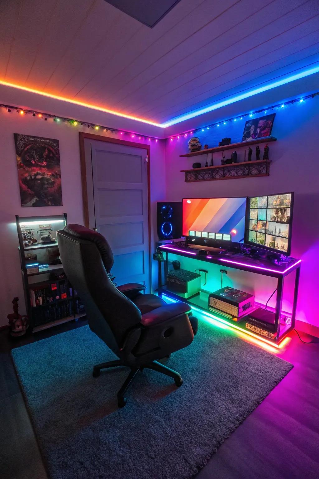 Light-emitting diode lights introduce an energetic feel to any gaming room.