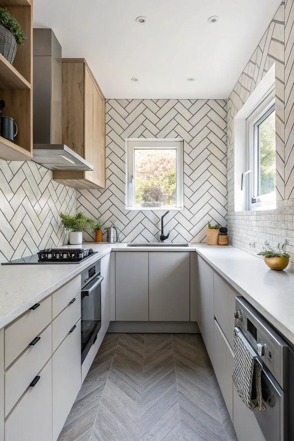 Use geometric patterns for a standout kitchen design.