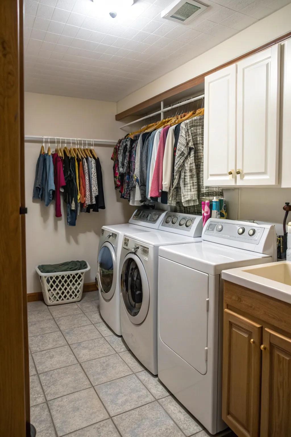 A suspension rod adds useful elegance to your laundry tasks.
