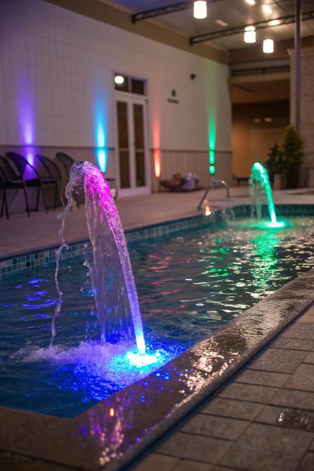 LED lights instill a vibrant and bewitching atmosphere around your pool.