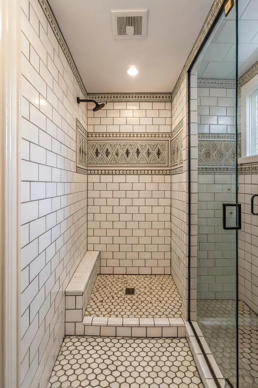 Tile patterns add depth and definition to small spaces.
