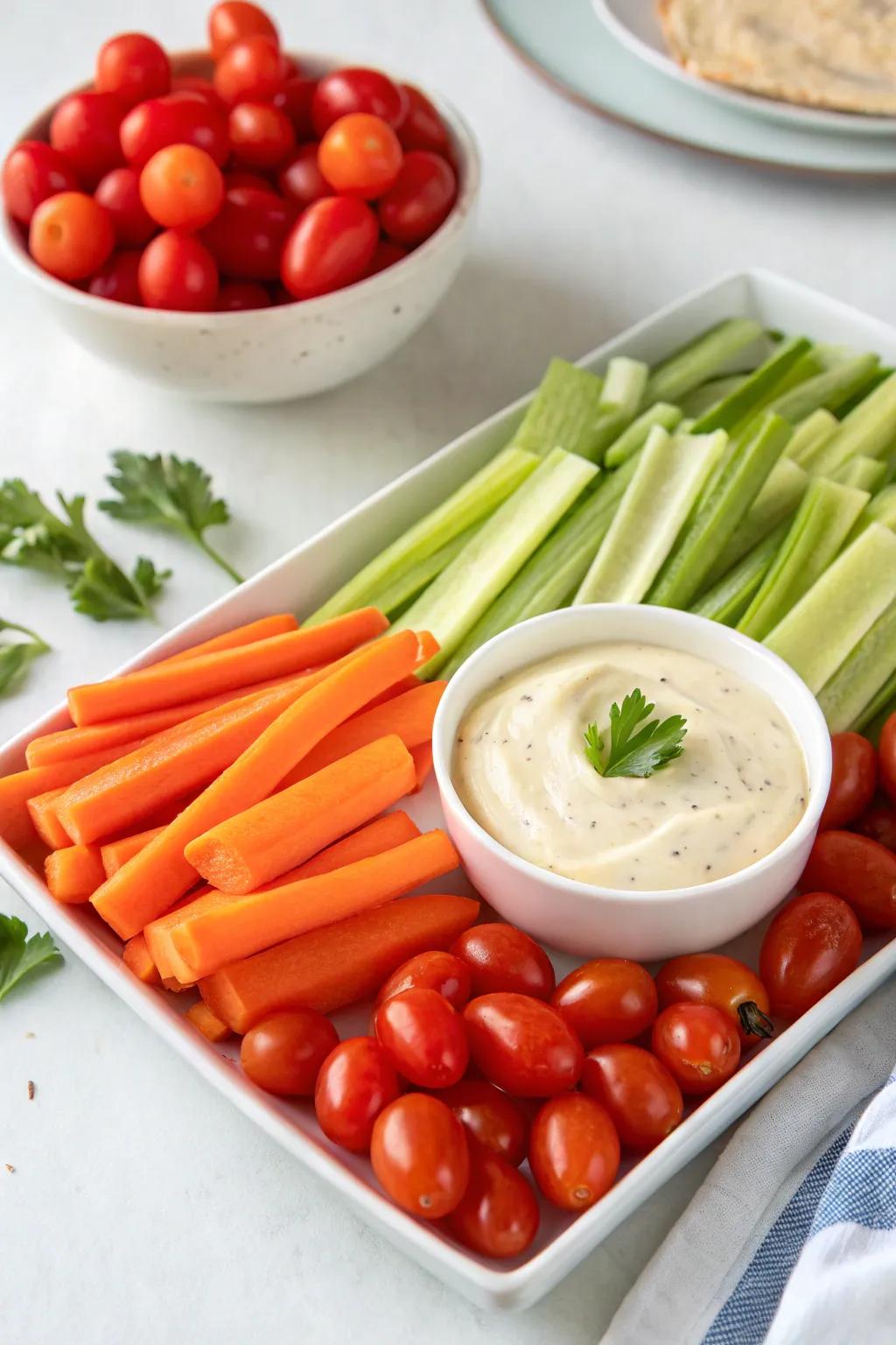 An abundant selection of vegetables for delightful, health-conscious snacking.