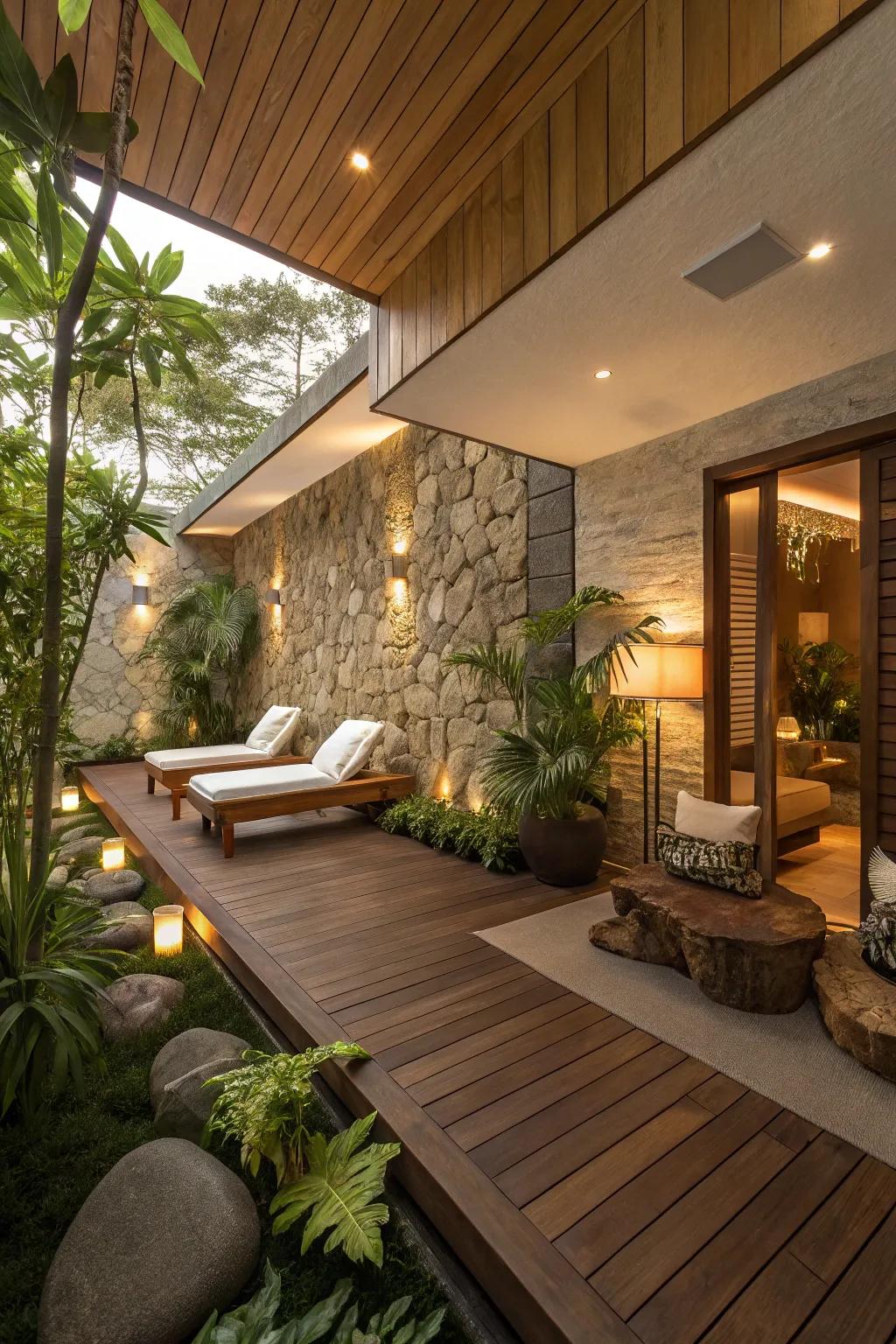 A calming scene created by nature-inspired components.