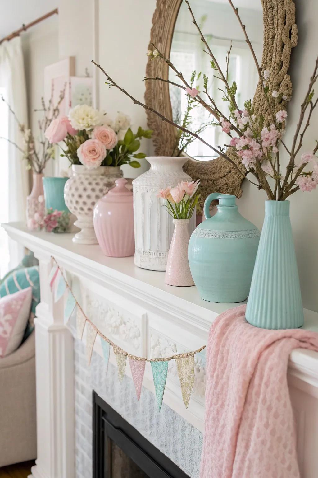 Pastel tones deliver a delicate and invigorating aspect to spring embellishments.