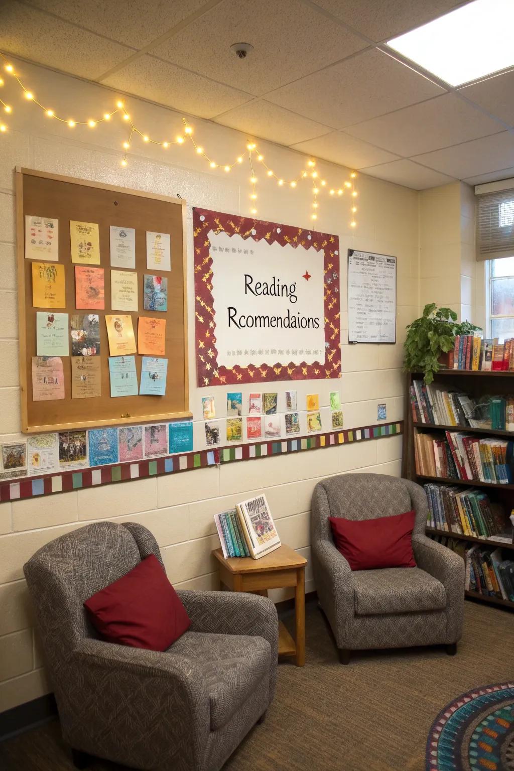 Inspire spring reading using a bulletin board focused around books.