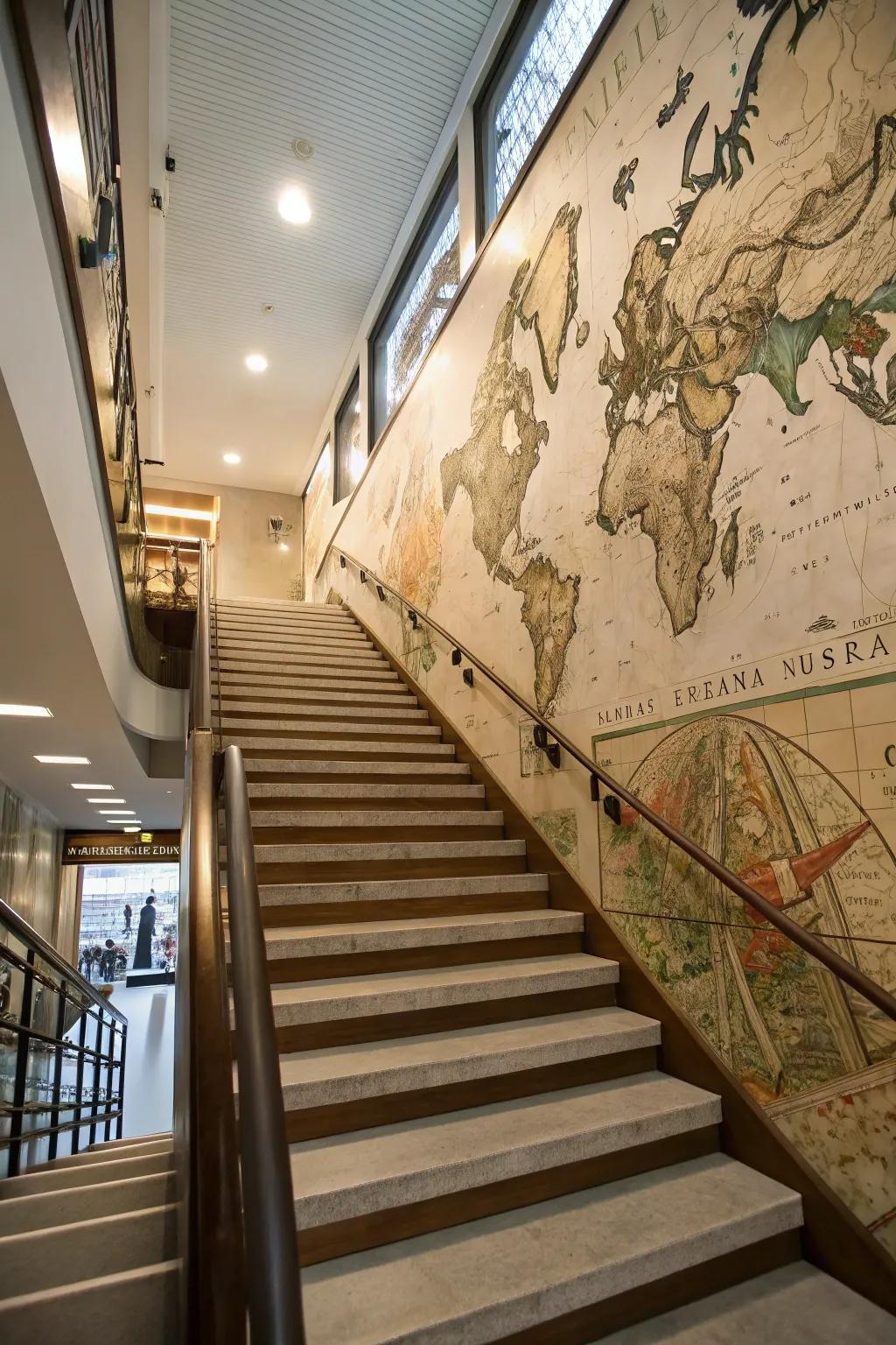 Relive the past with a vintage map mural.