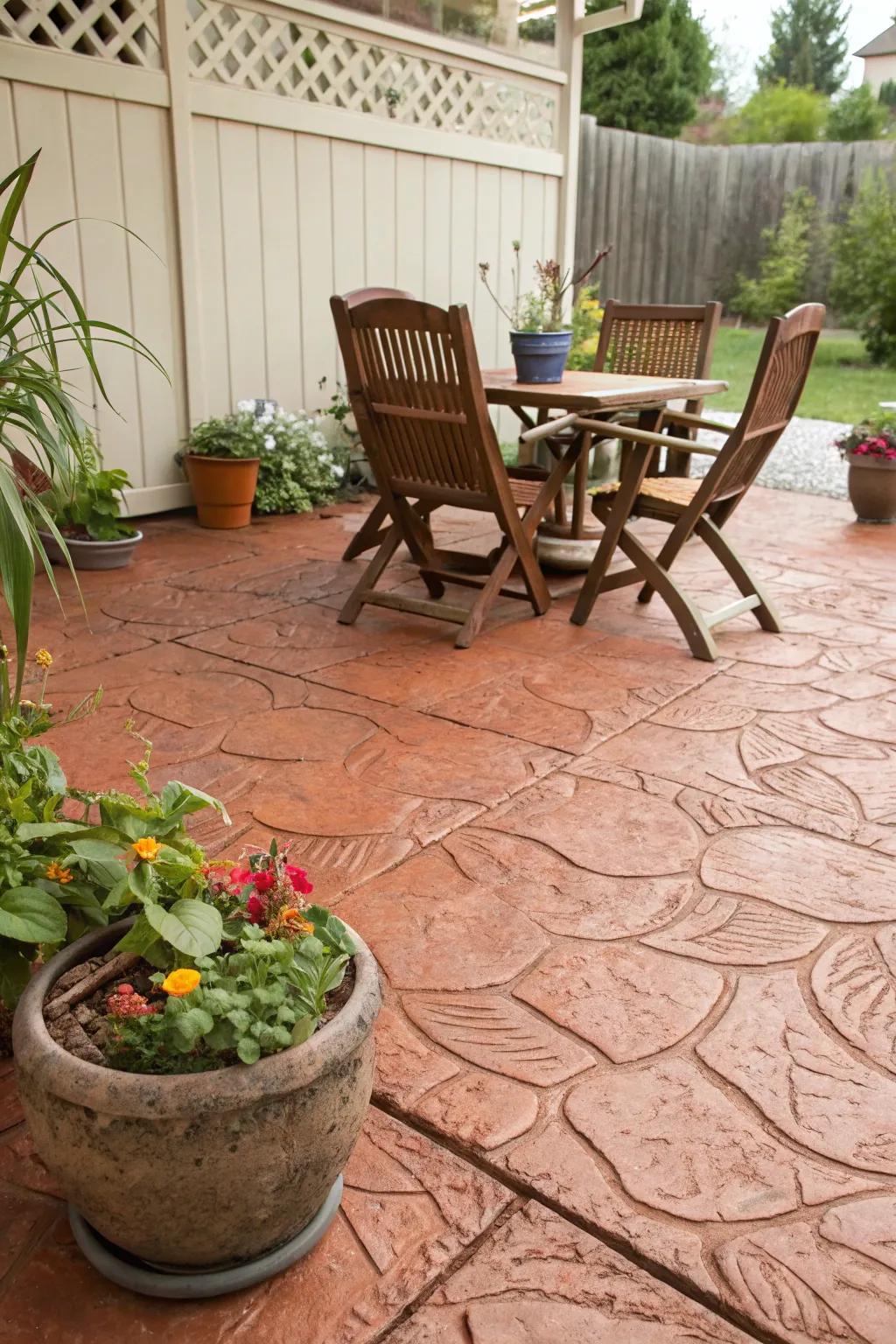Earthenware tones introduce Mediterranean warmth to this outdoor location.