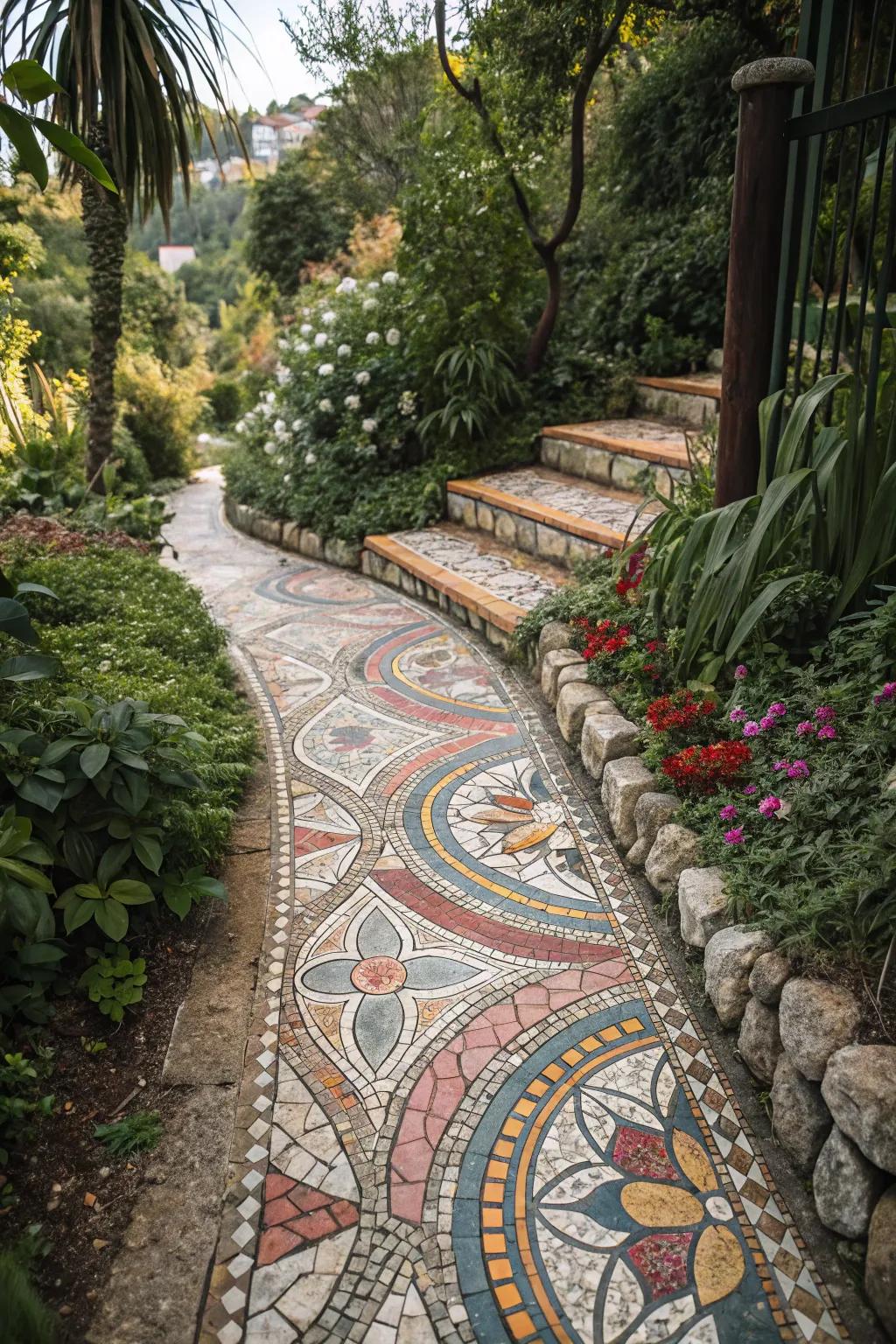 A stone art path brings vibrant artistry to your outdoor space.