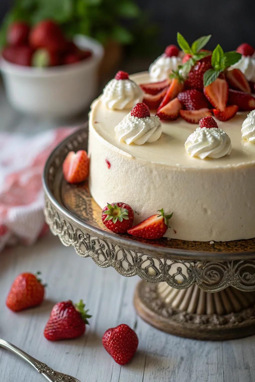 An exquisite confectionery adorned with fresh Crimson Berries.