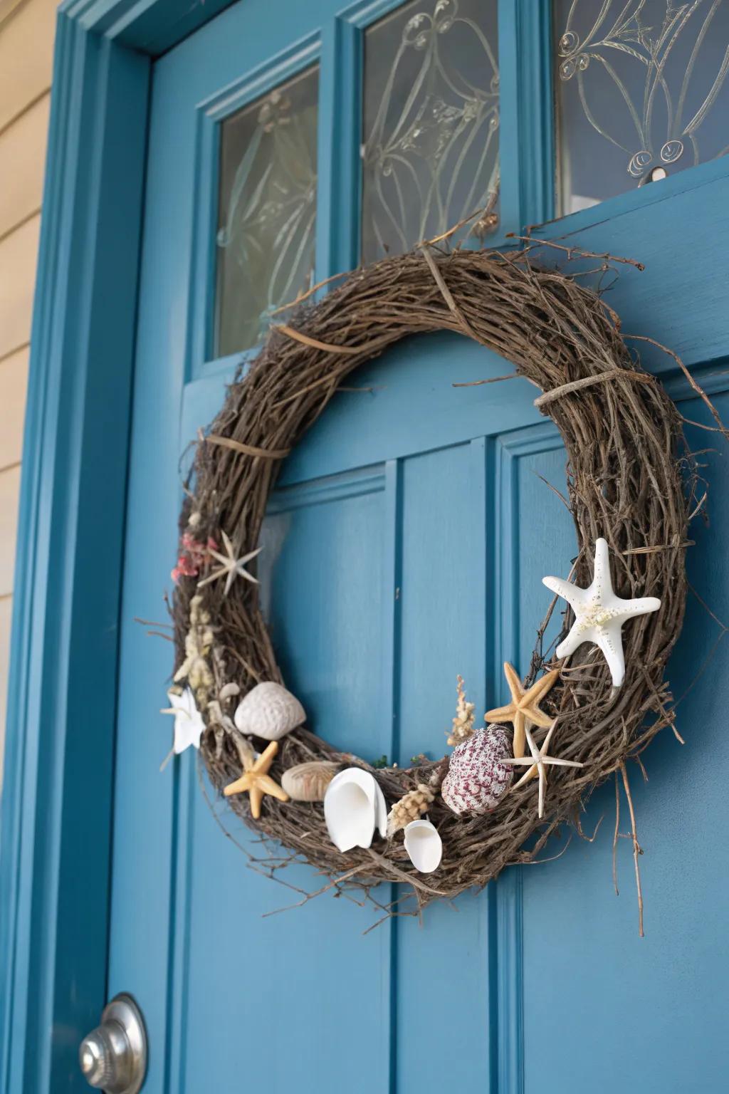 Transport the beach to your entrance with a seaside-themed wreath.