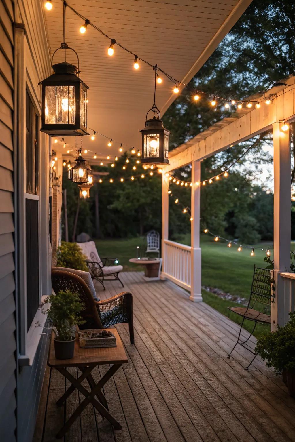 Atmospheric illumination makes your porch magical at night.