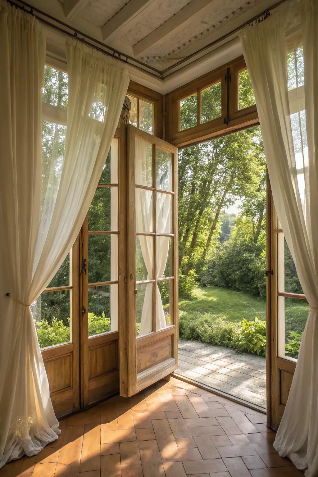 Elegant swinging windows bring a breath of fresh air into your sunroom.
