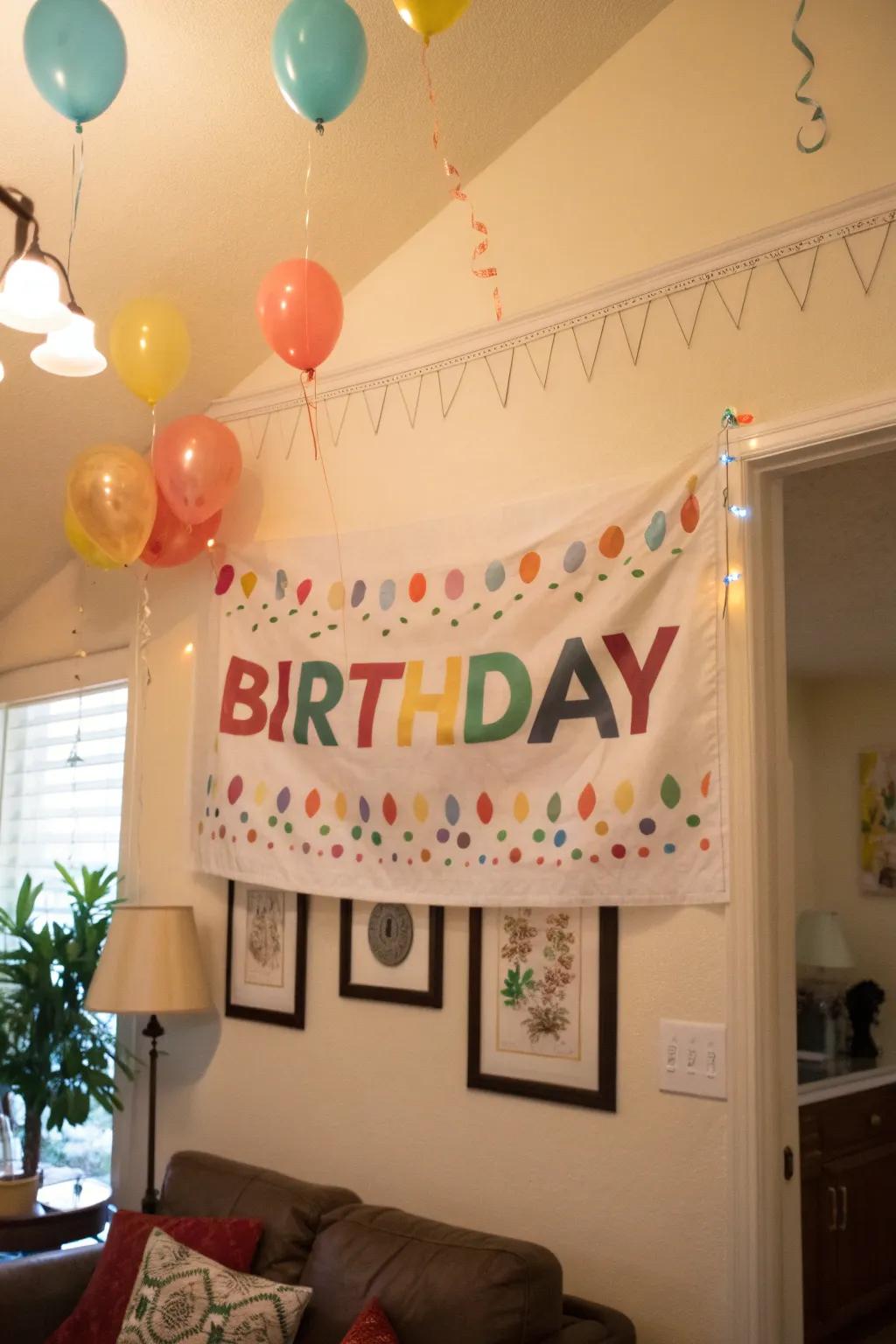 A personalized banner adds a special touch to the celebration.