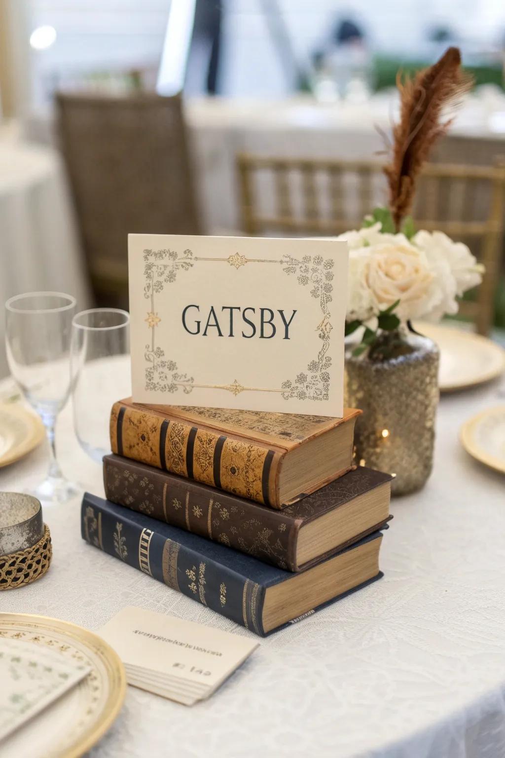 Book-inspired table names give a touch of whimsical charm.