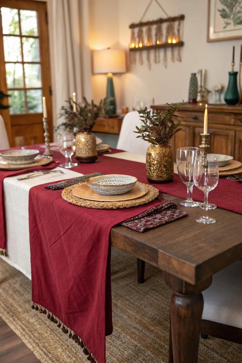 Welcoming textiles provide warmth and comfort to your table space.