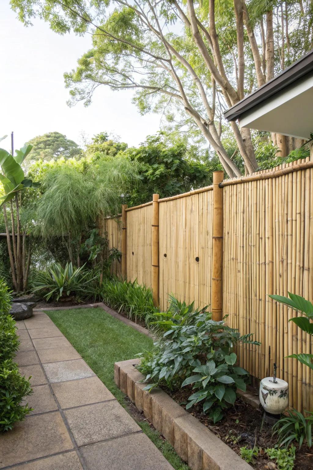 Handmade bamboo screens provide a tropical vibe to any location.