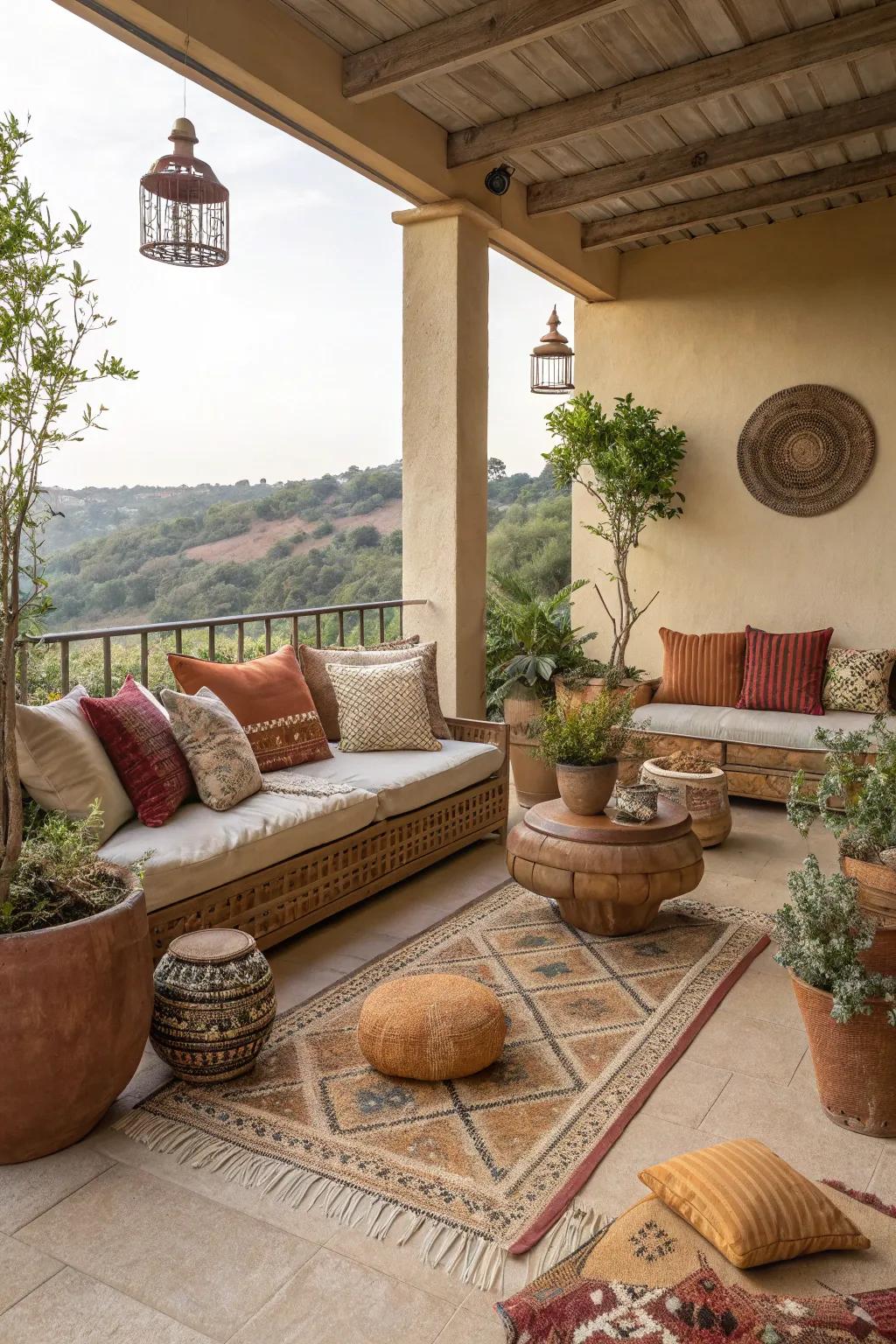 Earthy shades cultivate a welcoming and cozy ambiance.