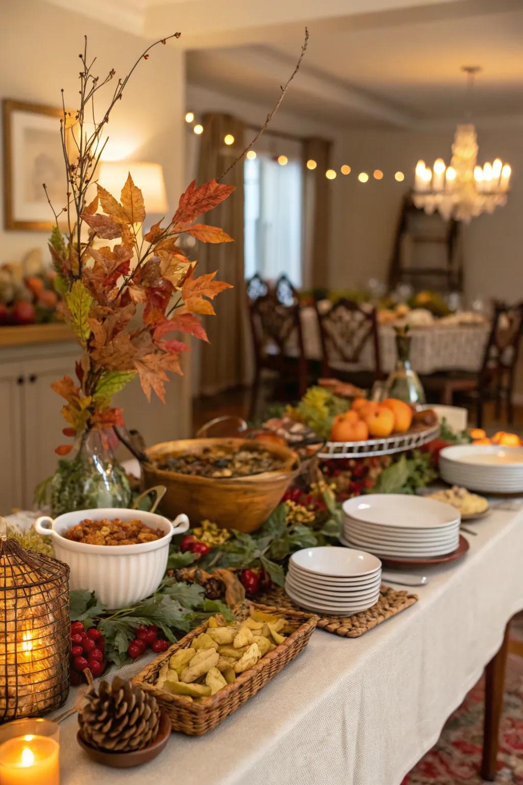 Your buffet gains rustic appeal from natural accents.