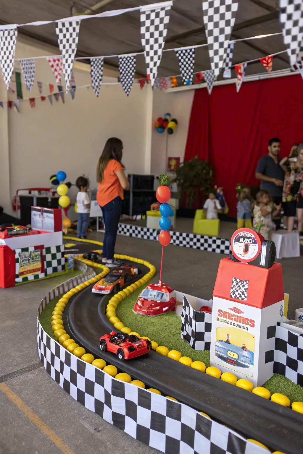 An awesome race car rally theme for young speed enthusiasts.