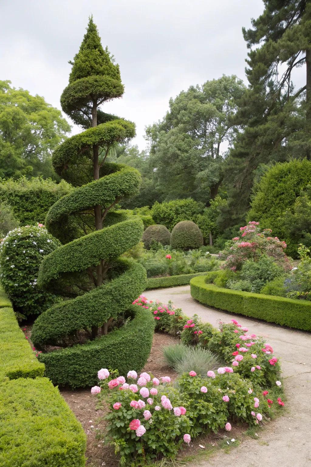 Transform your Evergreens into a living masterpiece with imaginative topiary designs.