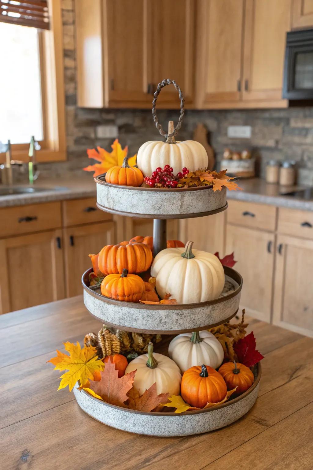 An autumn-themed display that brings the harvest atmosphere indoors.
