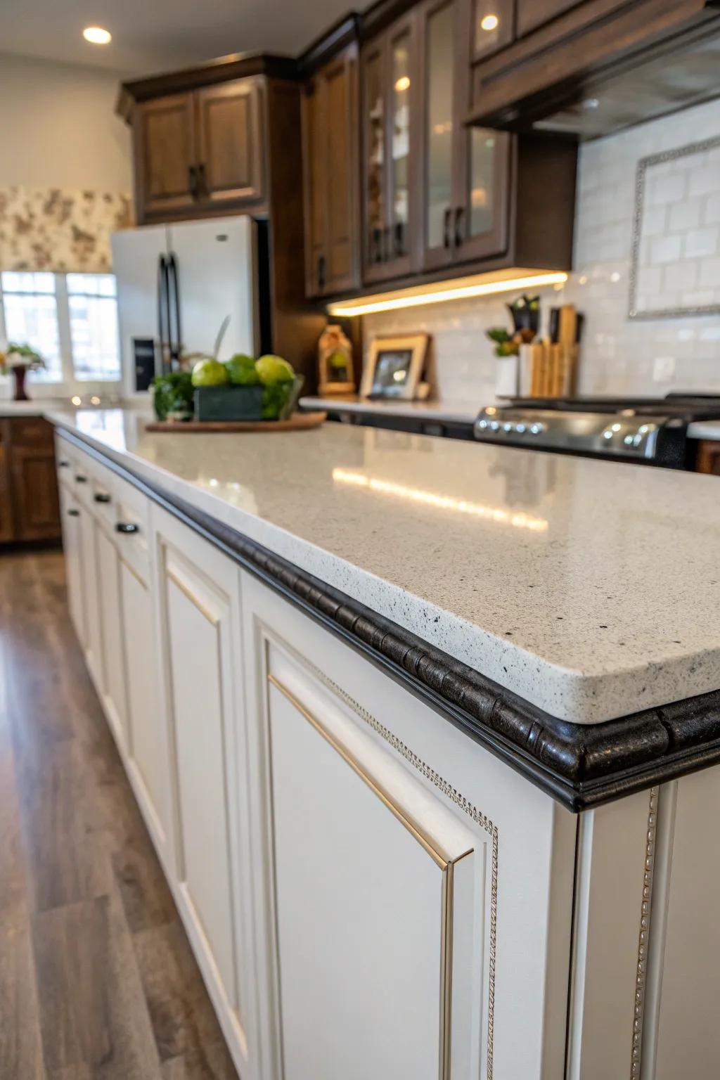 V-Cap trim is the best option for covering countertop edges.