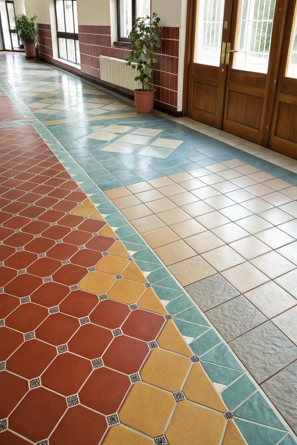 Complementary colors result in a fluid tile transition.