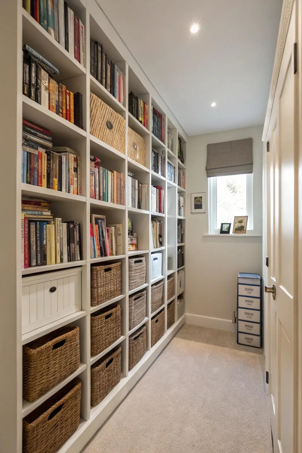 High-rise storage keeps your small room neat and free from clutter.