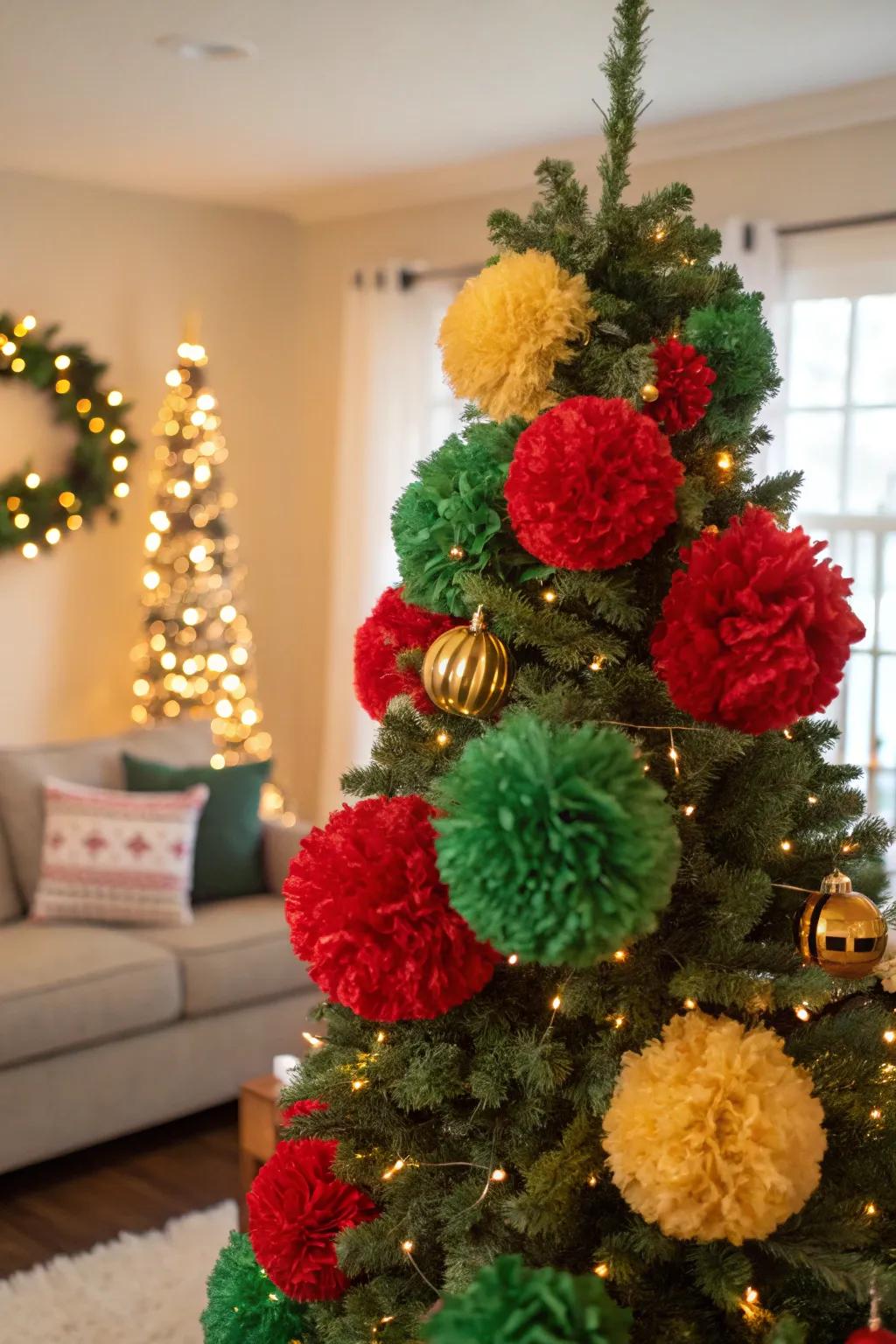 Fuzzy balls offer an enjoyable and secure alternative for tree decorations.