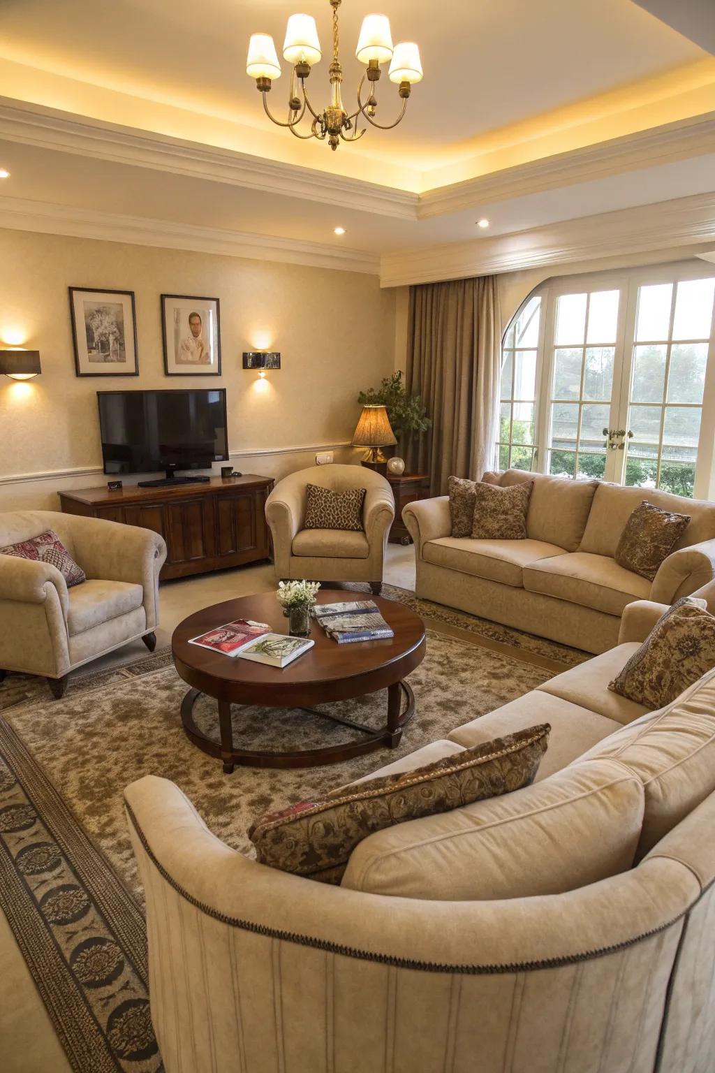 An inviting seating plan perfect for social interactions.